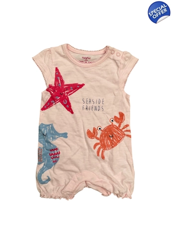 F&F baby girl short summer romper pink 0-3 months vgc