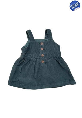 Next cord green pinafore dress 3-6 months vgc