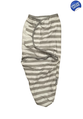 Little Seeds organic cotton jersey grey striped swaddle 0-3 months vgc