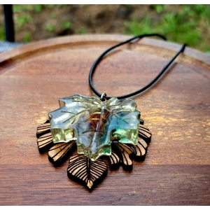 Bohemian Wood and Acrylic Leaf Handmade Necklace jewelry