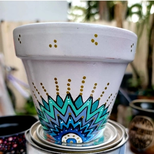 Custom Hand Painted Mandala Terra Cotta Planter Personaliz..