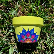 Hand-Painted Mandala Flower Pot – Unique Boho Decor | Handmade Multicolor Design