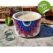 Mandala full color small cement pot 5 inch candle