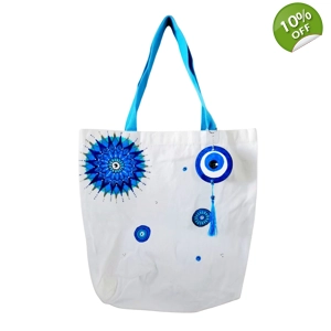 Blue Tote Bag Hand painted