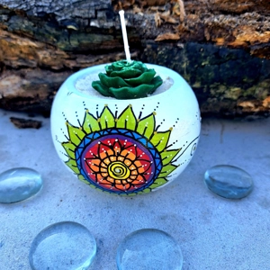 Candle Cement mandala Full Color Pot