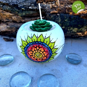 Candle Cement mandala Full Color Pot