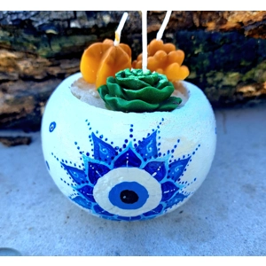 Candle Cement mandala Full Color Evil Eye Pot