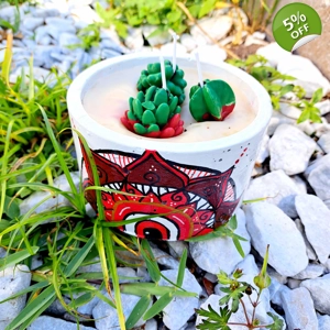 Mandala Small Cement Pot Candle – 5-Inch Handcrafted Candle