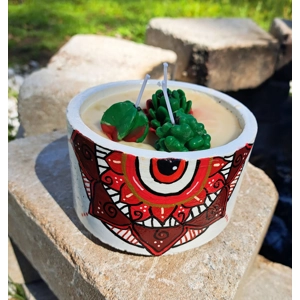 Mandala full color small cement pot 5 inch candle