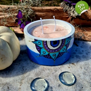 Mandala full color small cement pot 5 inch candle
