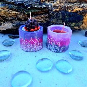 2 Pack Succulent or candle Pot Set Cement Plant full color