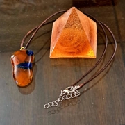 Fused glass pendant, glass orange glass, art glass