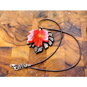 Bohemian Wood and Acrylic Leaf Handmade Necklace jewelry