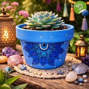 Hand-Painted Mandala Flower Pot | Unique Boho Planter | Multicolor terracotta