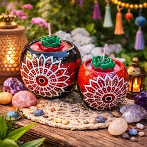 Candle Cement mandala Full Color Pot SET