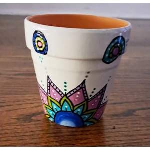 Hand Painted Mandala Terra Cotta Planter Personalized Gift