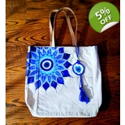 Blue Mandala Tote Bag Hand painted