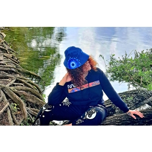 Hat Bucket Hand painted hat with evil eye & mandala