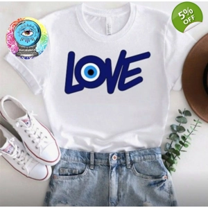 “Love” Blue Graphic T-Shirt – Comfortable & Stylish