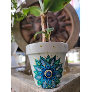 Mandala Clay pots, hand-painted