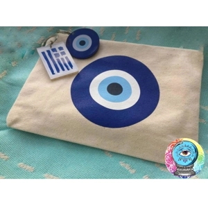 Evil Eye Clutch Bag Cotton Handmade Pouch Gift for Her Han..