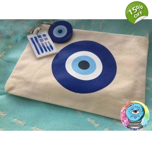 Hand-Painted Turkish Eye Clutch Bag – Artistic & Stylish