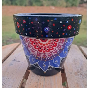 Custom Hand Painted Mandala Terra Cotta Planter Personaliz..