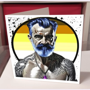 Blue Beard Bear Greeting Card