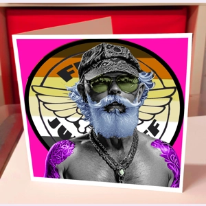 Pink Tatt Bear Greeting Card