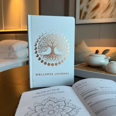 White Wellness Journal | 120 Pages | Rose Gold Tree of Life