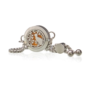 Aromatherapy Jewellery Chain Bracelet - Cat & Flowers - 20mm Aromatherapy Jewellery Chain Bracelet - Cat & Flowers - 20mm