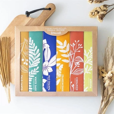 Exotic Botanical Masala Incense Sticks Variety – 6 Hand-Rolled Scents, Natural, Vegan, Cruelty Free