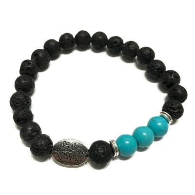 Leaf Turquoise Lava Stone Bracelet – Aromatherapy Diffuser Jewellery