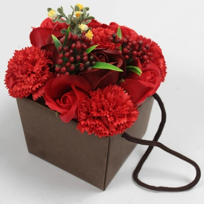 Soap Flower Bouquet – Red Rose & Carnation