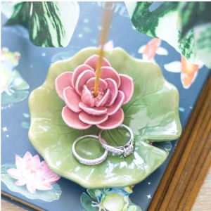 Lily Pad Trinket Dish and Incense Stick Holder Lily Pad Trinket Dish and Incense Stick Holder
