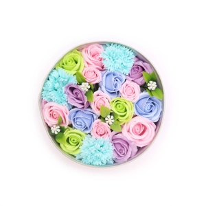 Soap Flowers Blessings - Blues Round Box