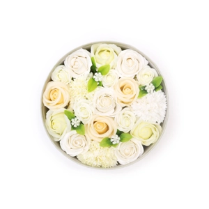 Soap Flowers Round Gift Box – Wedding Blessings (White & Ivory) Soap Flowers Round Gift Box – Wedding Blessings (White & Ivory)