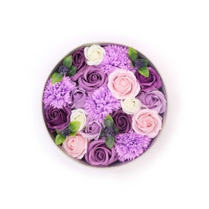Soap Flower Gift Round Box – Lavender Rose & Carnation Soap Flower Gift Round Box – Lavender Rose & Carnation