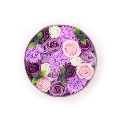 Soap Flower Gift Round Box – Lavender Rose & Carnation