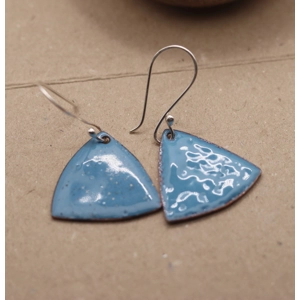 Curved triangle enamelled earrings