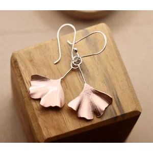 Copper Ginkgo Biloba leaf earrings
