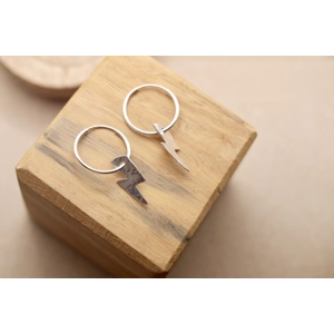 Hoop earrings with lightning charm
