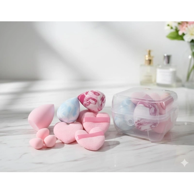Set Spugnette per il Trucco in Forma di Cuore e Goccia