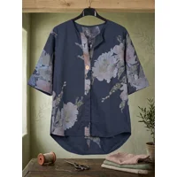 Camicia Floreale Blu Notte con St..