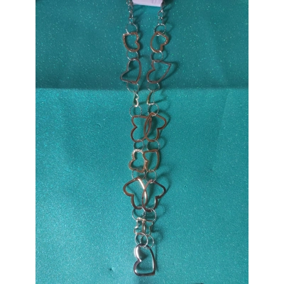 Collana lunga con catena a cuori oro e argento Collana lunga con catena a cuori oro e argento