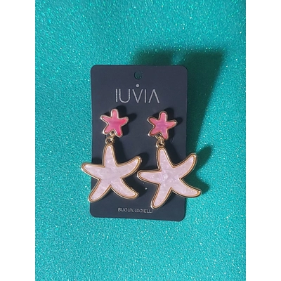 Iuvia - orecchini pendenti con stella marina rosa Iuvia - orecchini pendenti con stella marina rosa