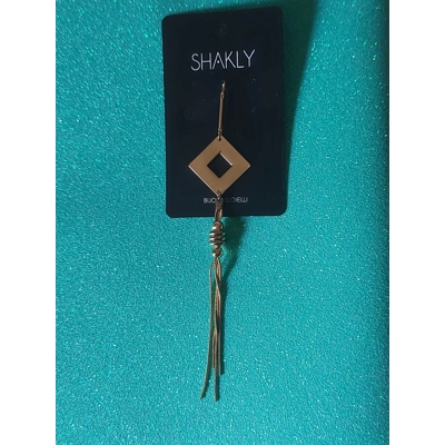 Iuvia - orecchino pendente singolo con rombo dorato