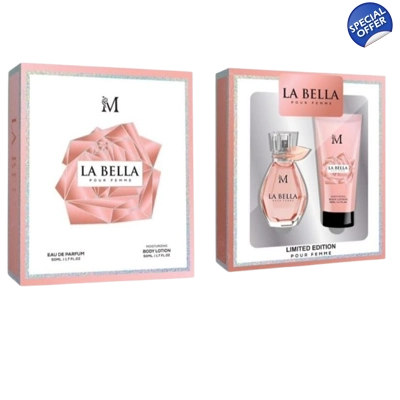 Montage - confezione La bella 2 PCS - equivalente di lancome la via est belle Montage - confezione La bella 2 PCS - equivalente di lancome la via est belle