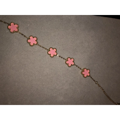 Ladies 18k gold stainless steel clover bracelet pink Ladies 18k gold stainless steel clover bracelet pink