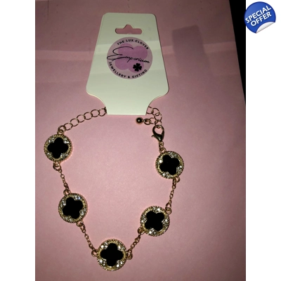 Ladies clover bracelet Gold plated Black clover bracelet Ladies clover bracelet Gold plated Black clover bracelet